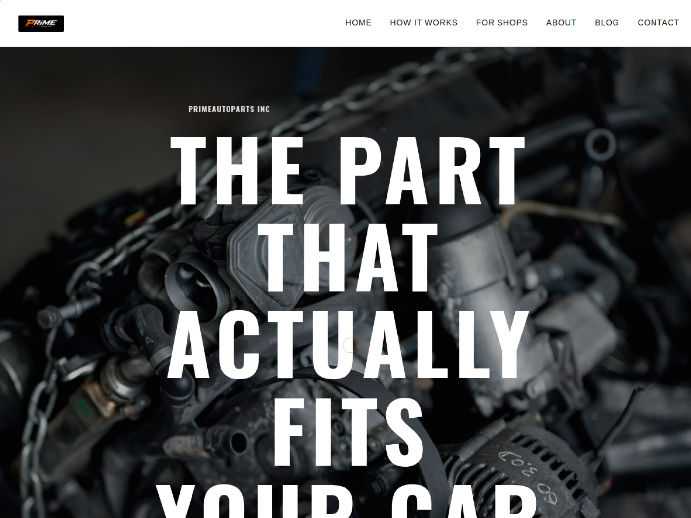 Prime Auto Parts website home page